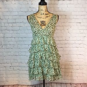 Platinum moss green floral tiered sundress